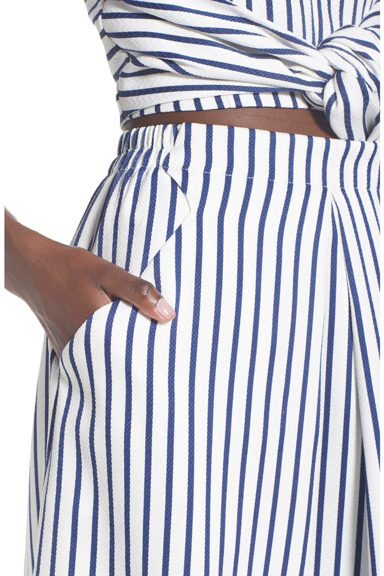 Cotton Poplin Stripe Midi Skirt, Alternate, color, WHITE
