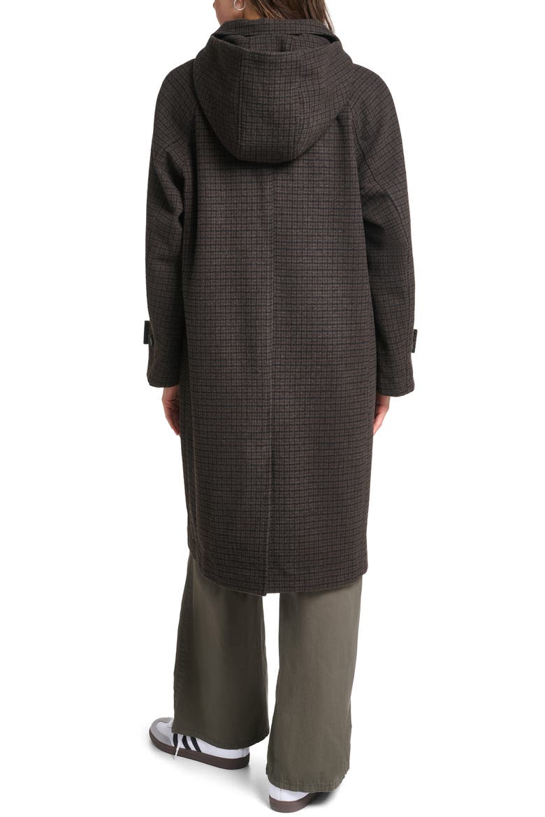 Wool Blend Mac Coat with Detachable Hood, Alternate, color, BROWN CHECK