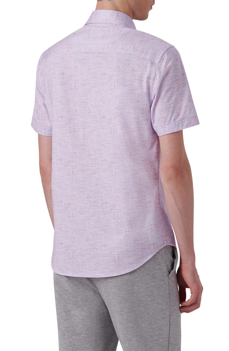 Bugatchi OoohCotton<sup>®</sup> Short Sleeve Button-Up Shirt, Alternate, color, Lilac