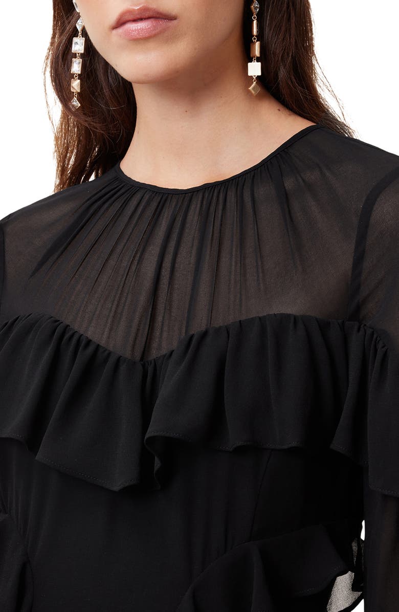 AllSaints Nat Tiered Ruffle High-Low Dress, Alternate, color, 