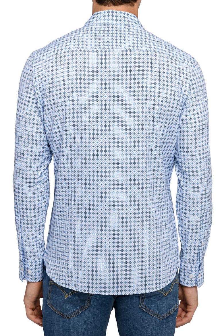 Quadruple Diamond Woven Long Sleeve Basic, Alternate, color, WHITE/BLUE