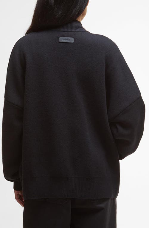 Barbour Milda Oversize Cotton & Wool Bomber Cardigan In Black