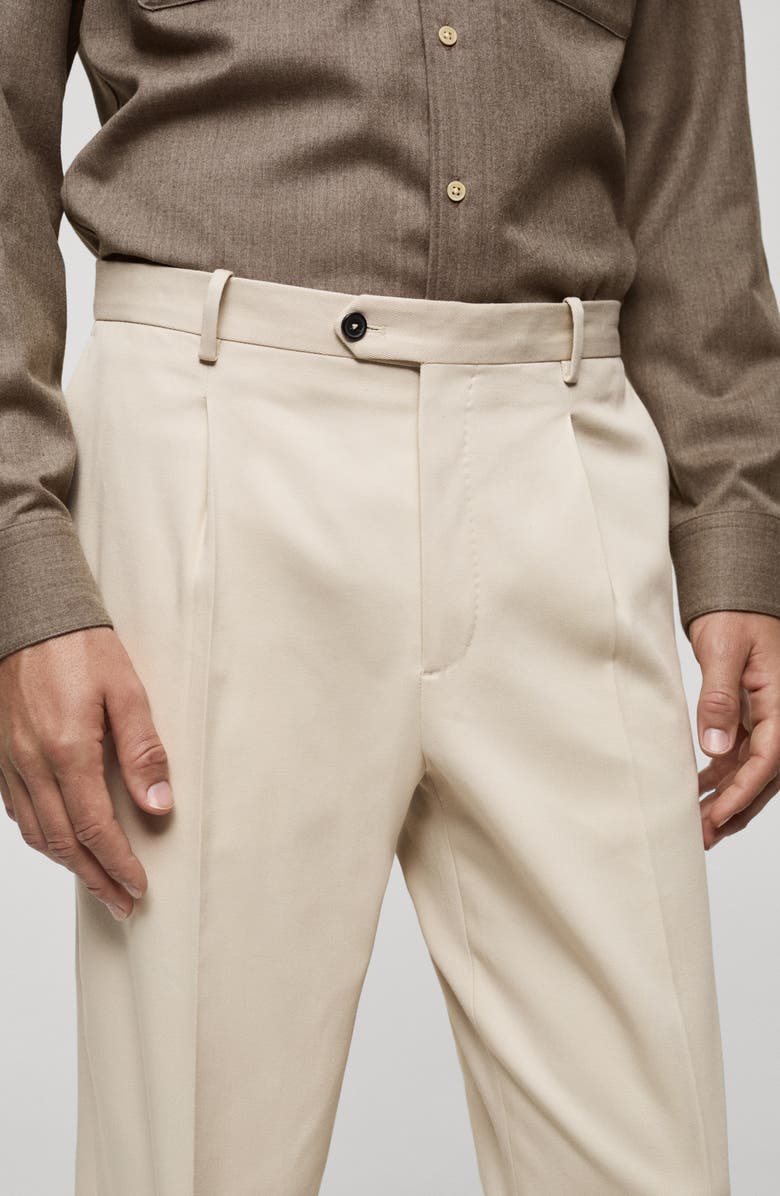 MANGO Pleated Stretch Cotton Twill Pants, Alternate, color, 