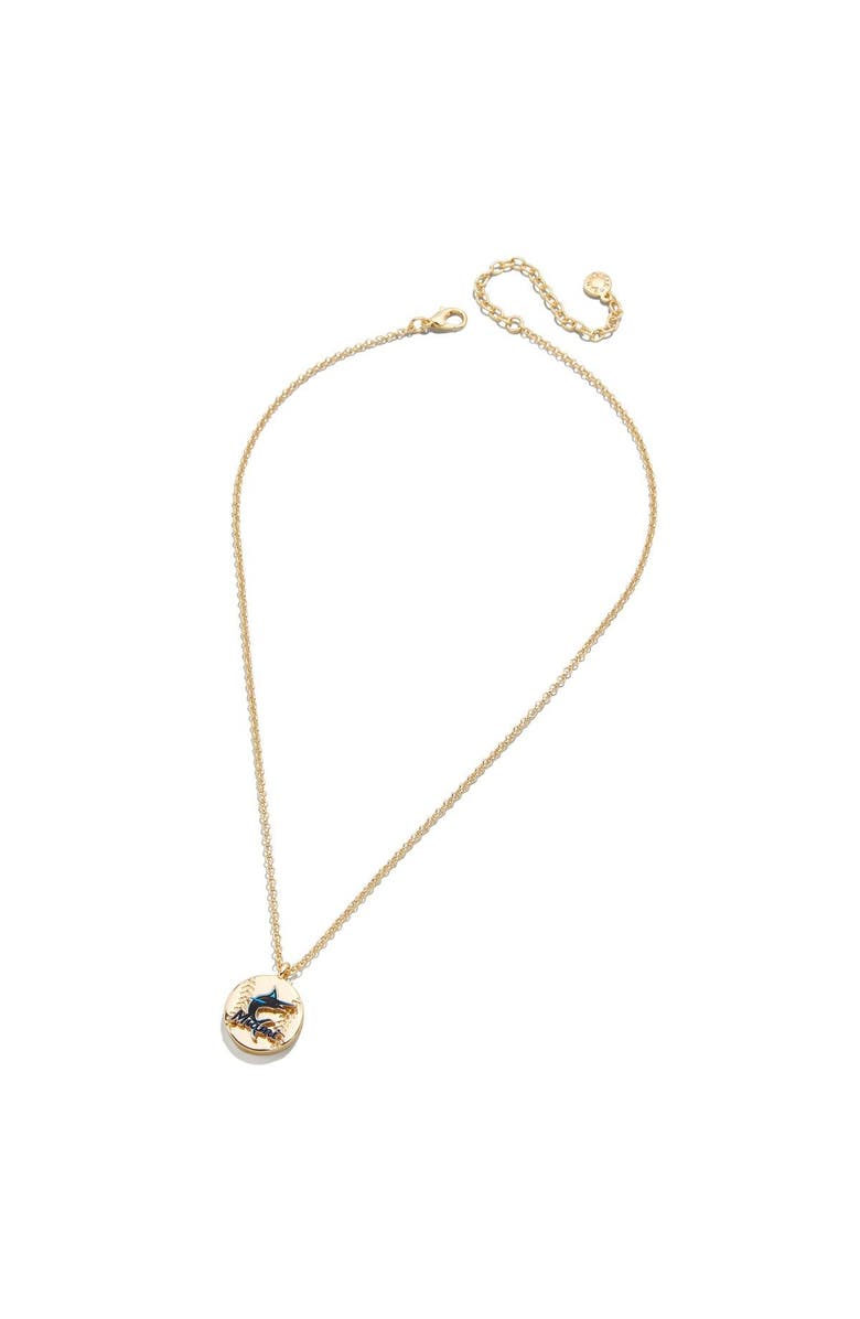 BaubleBar Miami Marlins Pendant Necklace, Alternate, color, Gold