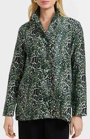 Foxcroft Carolina Leopard Print Cotton Sateen Button-Up Shirt