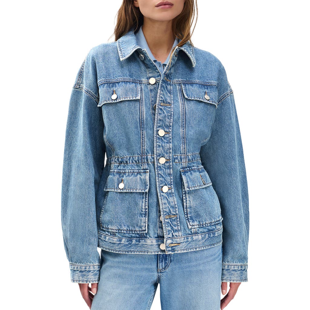 Rag & Bone Womens Ithca Amy Drawstring-waist Denim Jacket In Blue