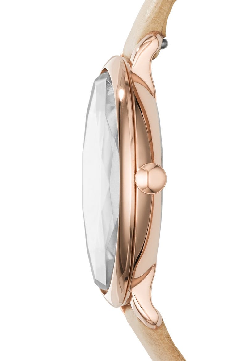 'Jacqueline' Round Leather Strap Watch, 36mm, Alternate, color, BROWN/ ROSE GOLD
