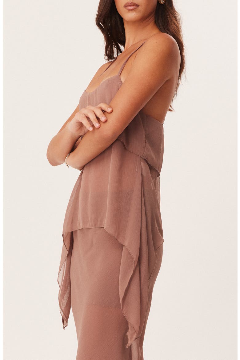 Tamara Handkerchief Hem Chiffon Cami Top, Alternate, color, MOCHA