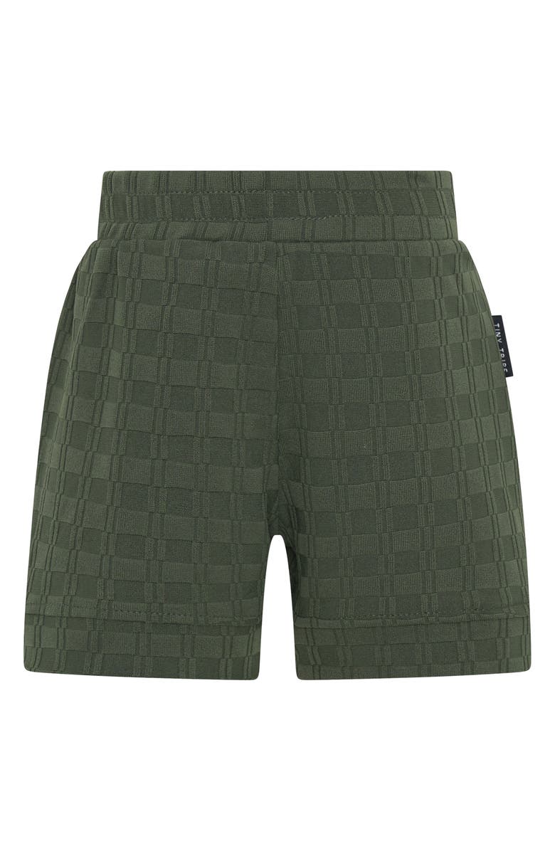 TINY TRIBE Checkerboard Jacquard Knit Shorts, Alternate, color, Olive