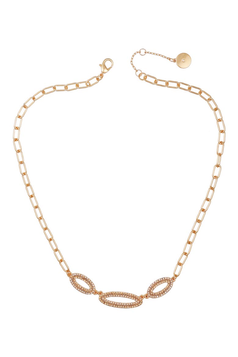 Pavé Crystal Chain Pendant Necklace, Alternate, color, GOLD