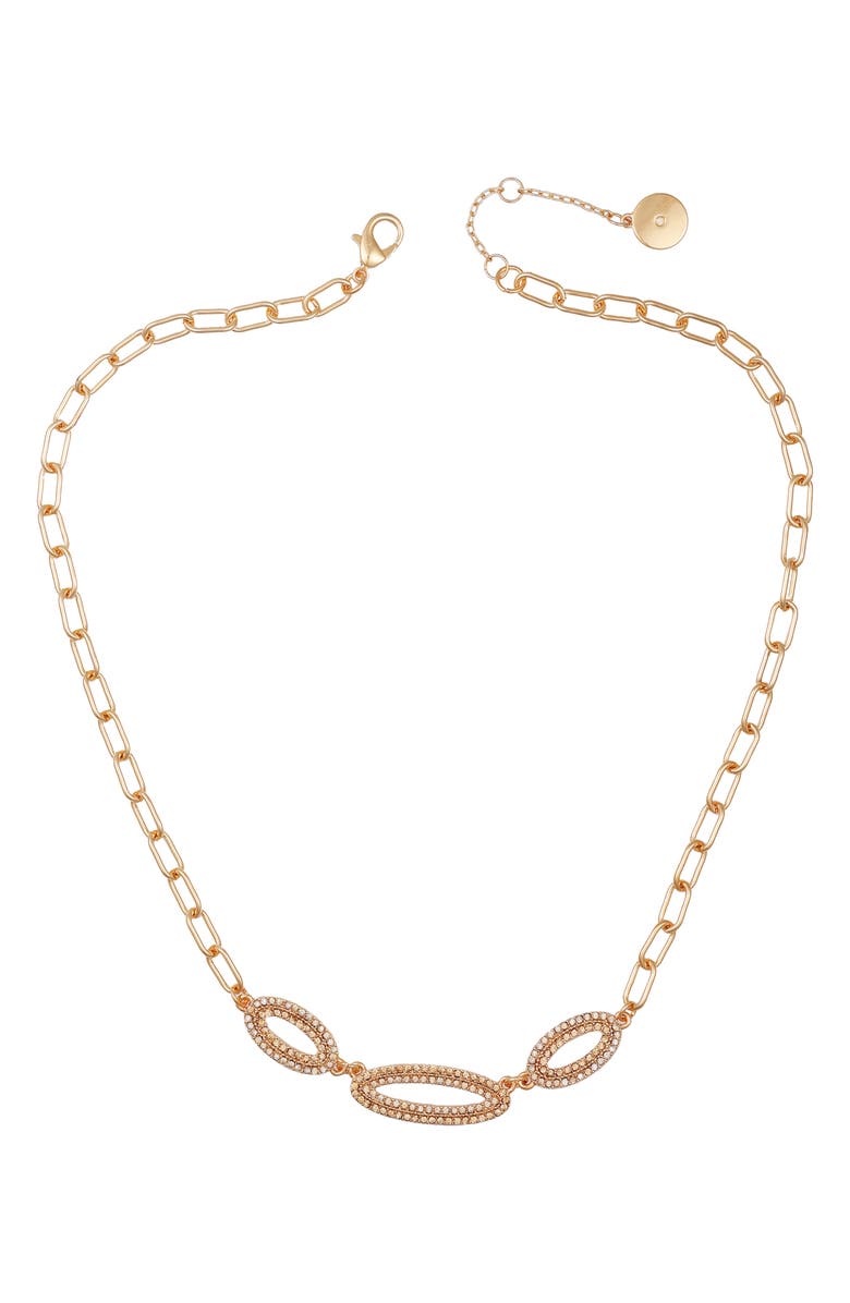 Vince Camuto Pavé Crystal Chain Pendant Necklace, Alternate, color, Gold Tone