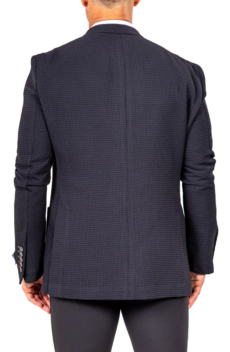 Maceoo Unconstructed Marthyr014 Black Seersucker Peak Lapel Blazer, Alternate, color, Black