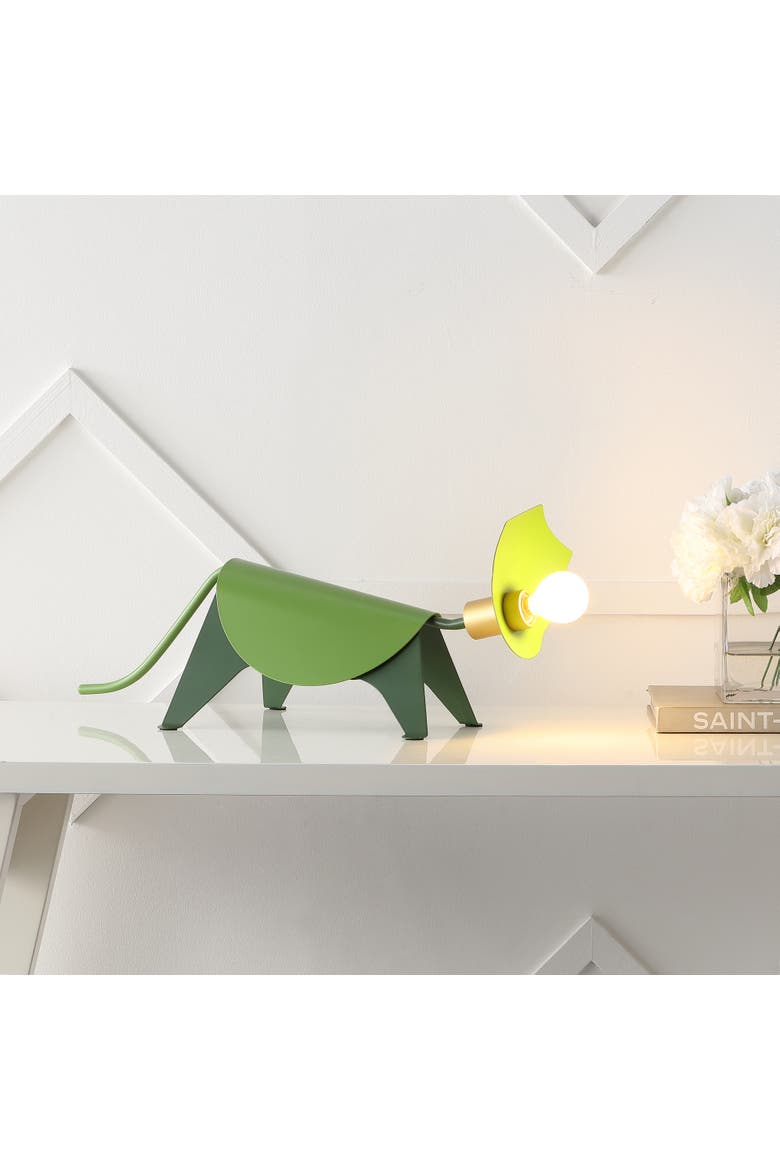Gretchen Modern Industrial Iron Triceratops LED Kids' Lamp, Alternate, color, Green