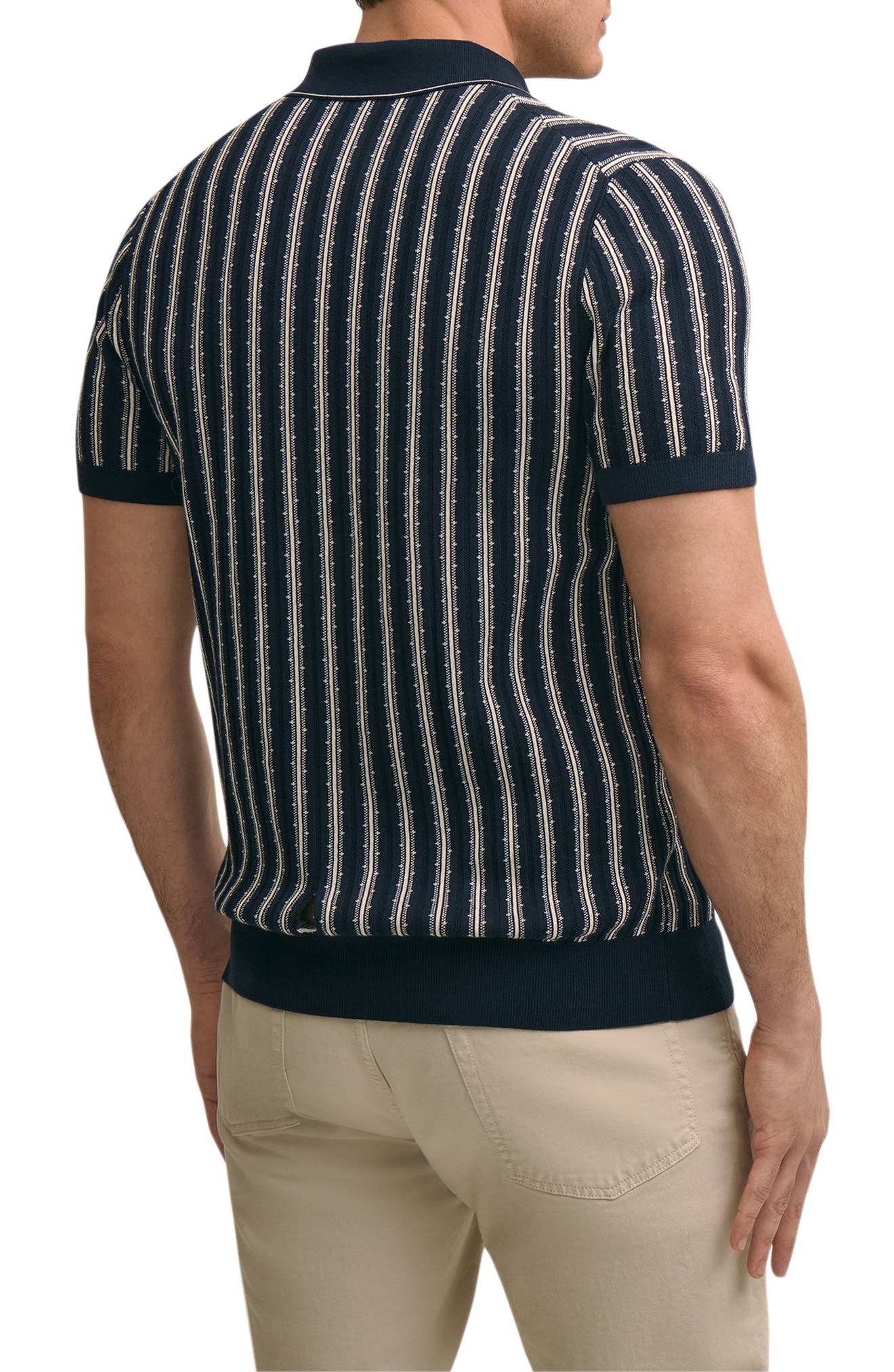 Vertical Mini Stripe Johny Collar Polo - image 2