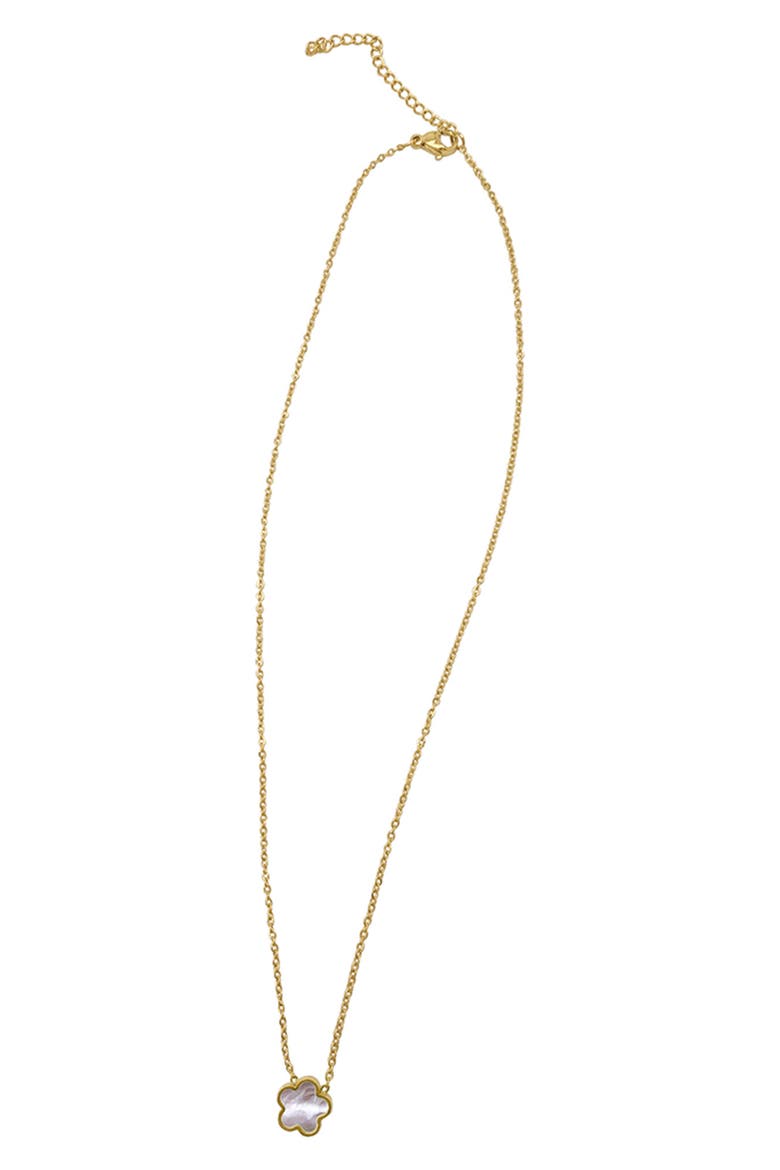 14K Yellow Gold Plated Clover Pendant Necklace, Alternate, color, WHITE