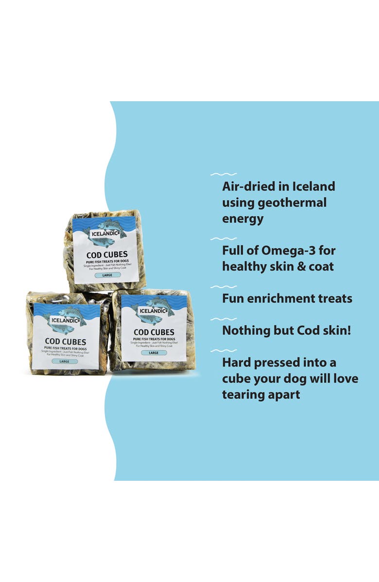 ICELANDIC+ Large Cod Skin 2" Cube Dog Treat, Alternate, color, Multicolored