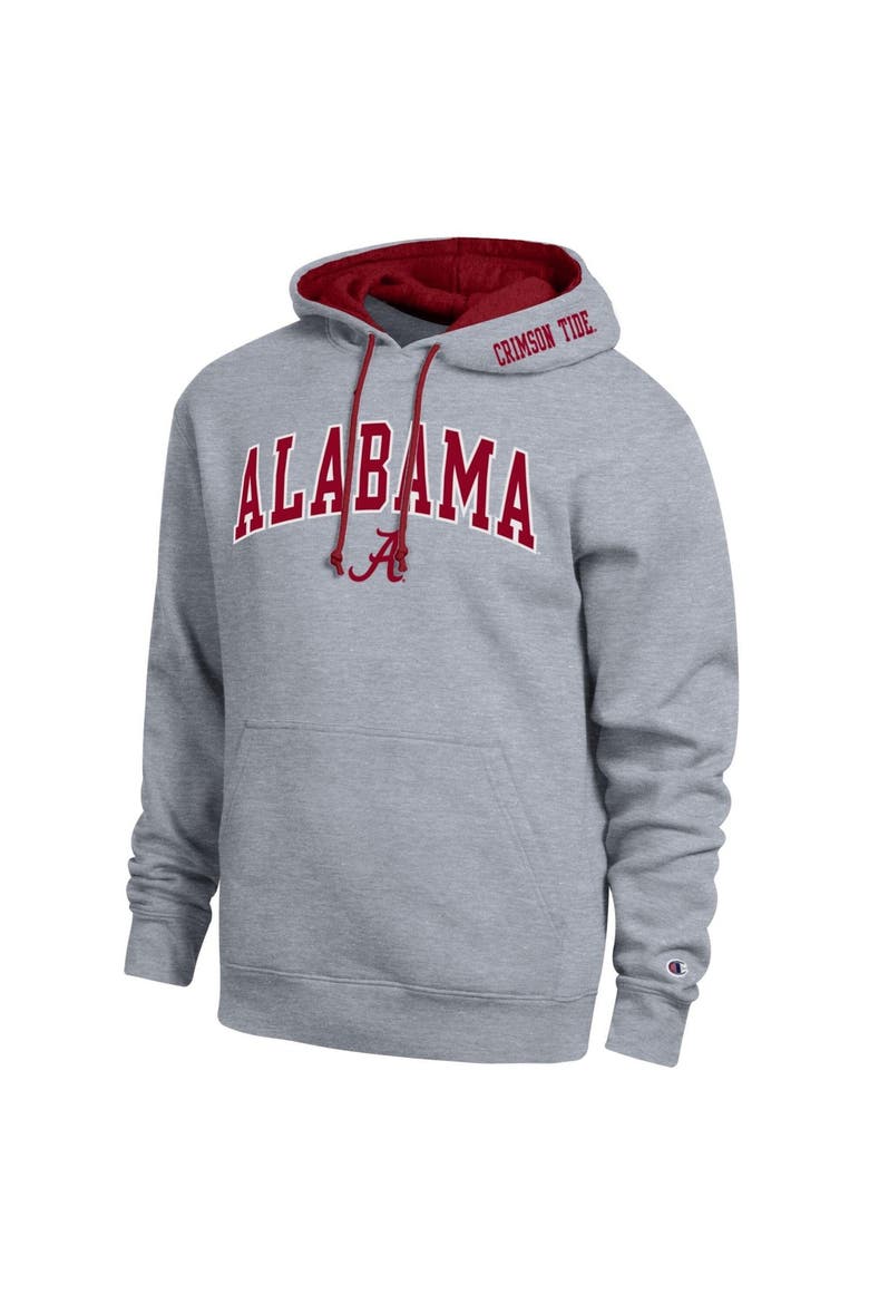 Men's Champion  Heather Gray Alabama Crimson Tide Arch Tackle Twill Hoodie, Main, color, Heather Gray