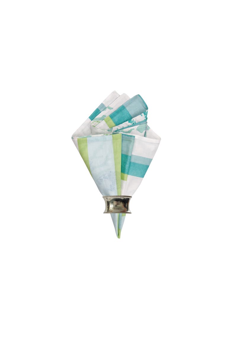 Aquarius Cotton Reversible Napkin, Set of 6, Main, color, Green