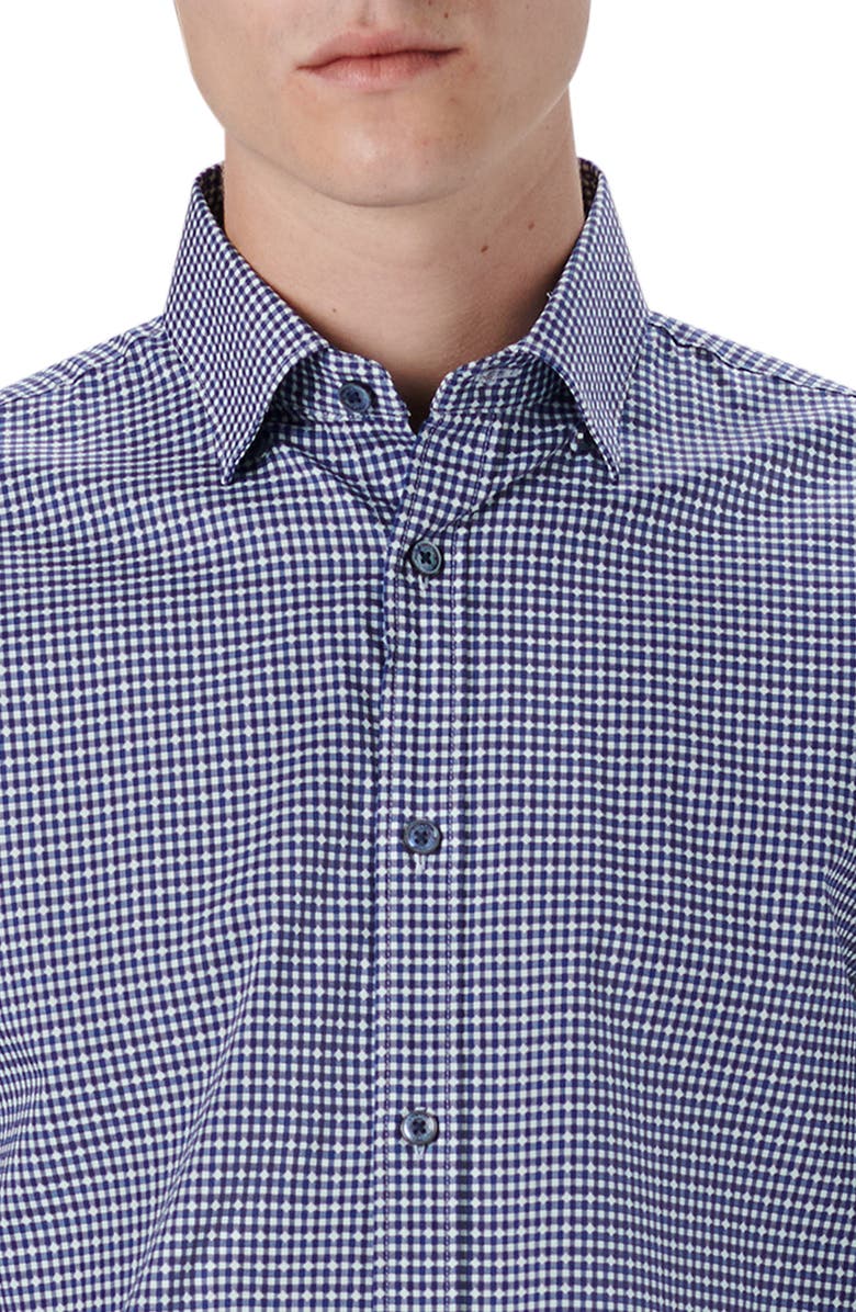 Bugatchi Karl Classic Fit Check Print Stretch Cotton Button-Up Shirt, Alternate, color, 