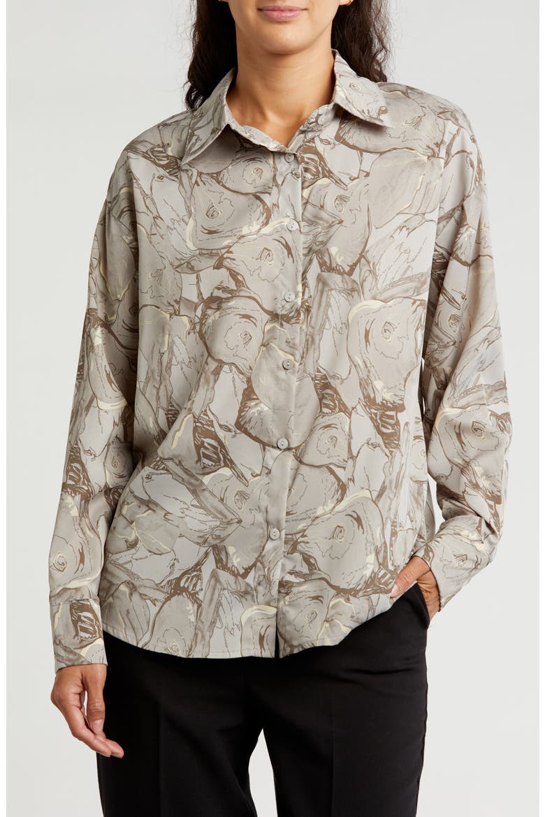 Swirl Print Button-Down Shirt, Main, color, GREY