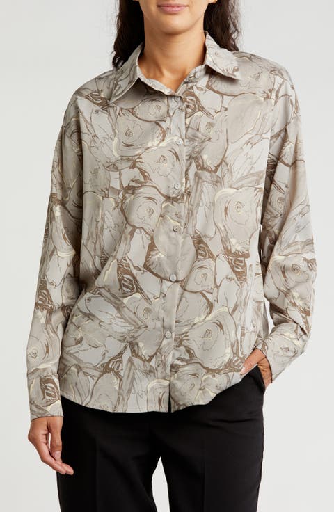Swirl Print Button-Down Shirt