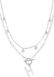 Adornia Toggle Initial Pendant Layered Necklace