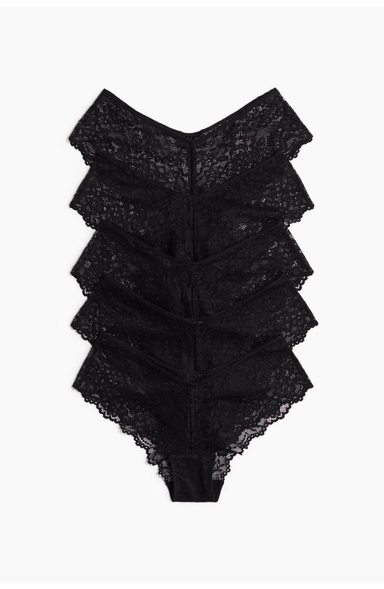 H&M 5-pack Lace Hipster Briefs, Alternate, color, Black