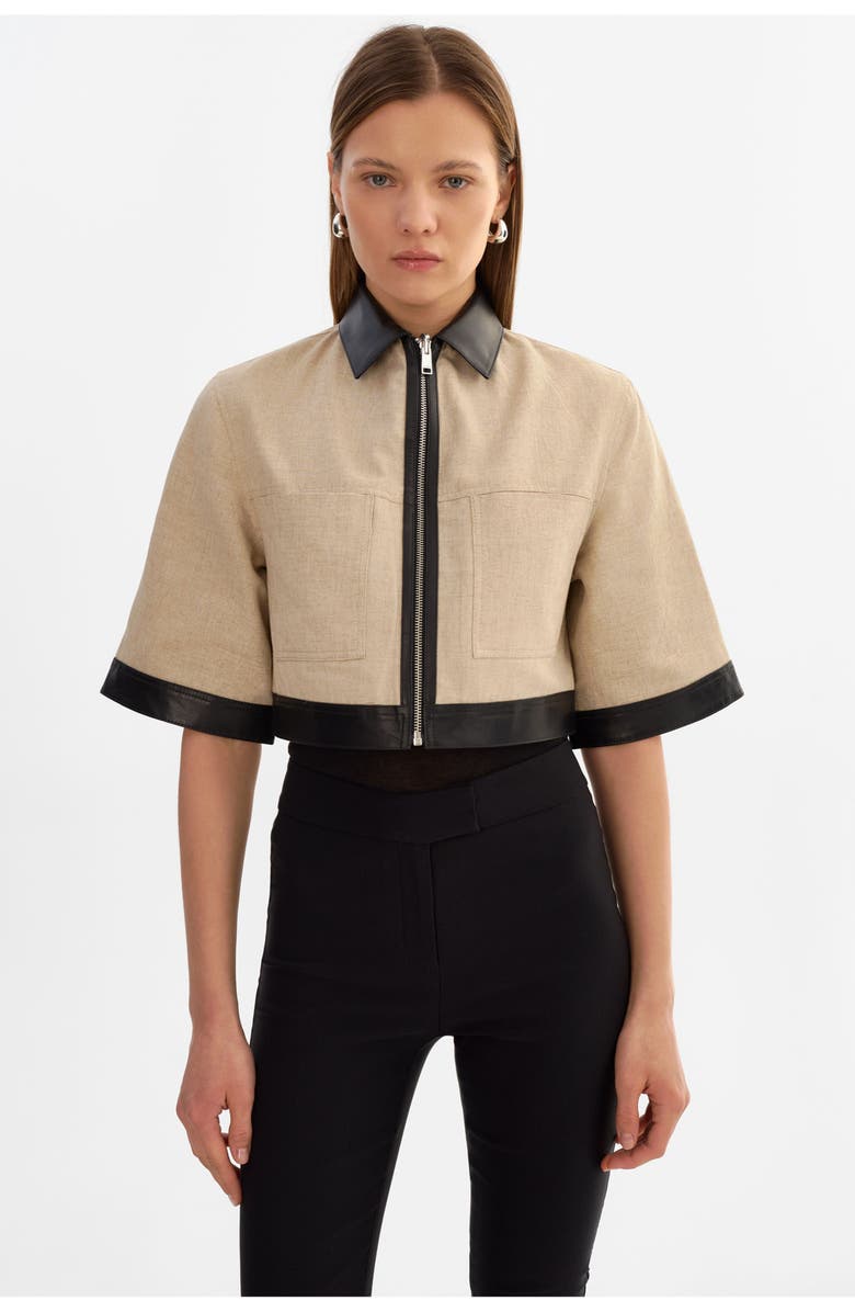 LAMARQUE Caprice | Short Sleeve Jacket, Main, color, Black/Beige
