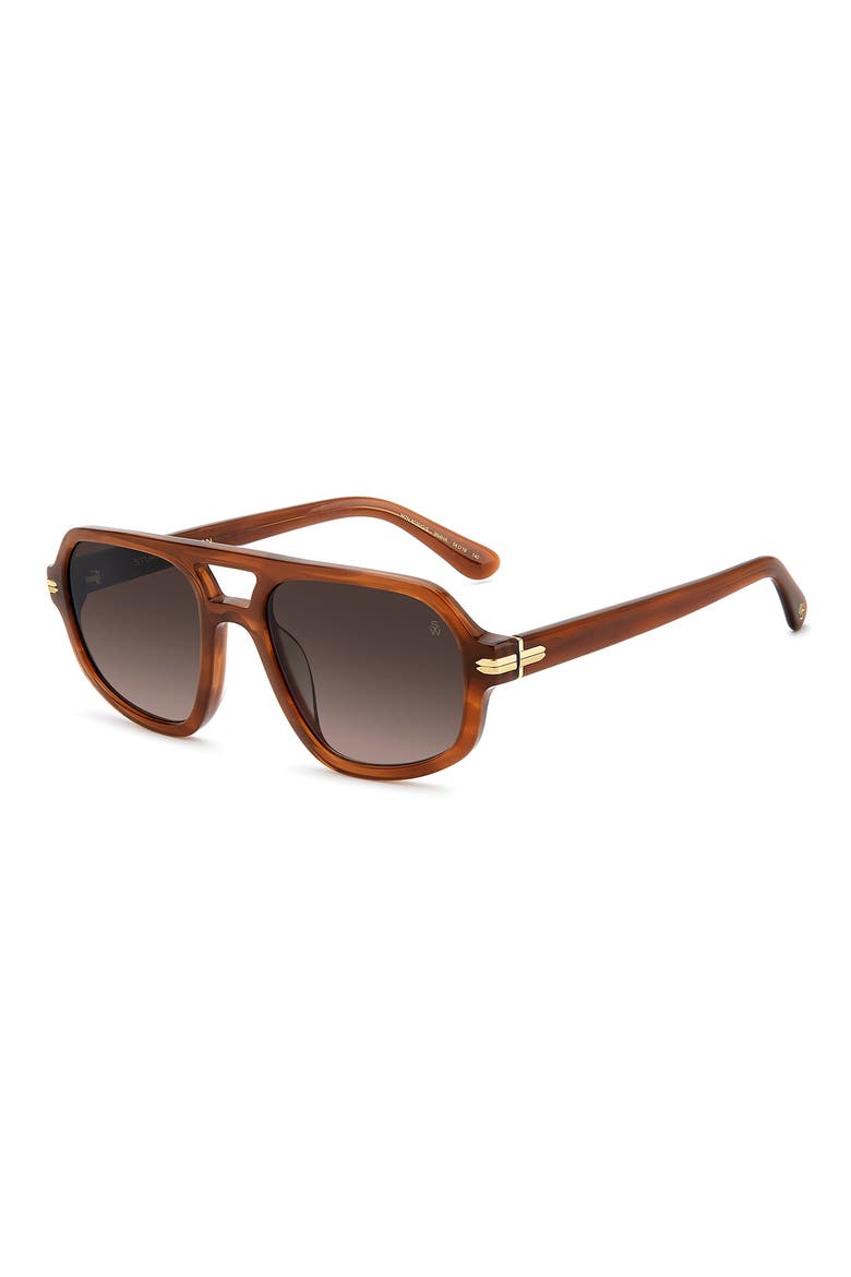 54mm Gradient Rectangular Aviator Sunglasses, Alternate, color, HAVANA BROWN/ BROWN SF