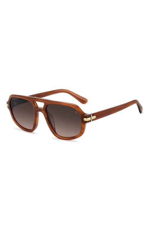 Stuart Weitzman 54mm Gradient Rectangular Aviator Sunglasses In Brown