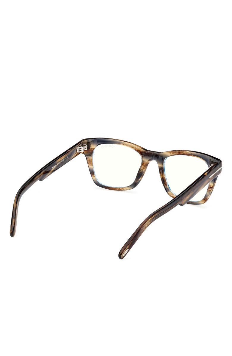 TOM FORD 52mm Square Blue Light Blocking Optical Glasses, Alternate, color, Tobacco Brown Palladium