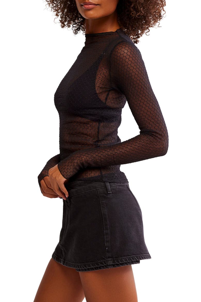 Minding My Business Sheer Top, Alternate, color, BLACK COMBO