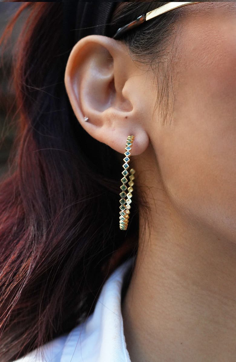 ARGENTO VIVO Princess Cut Cubic Zirconia Hoop Earrings, Alternate, color,