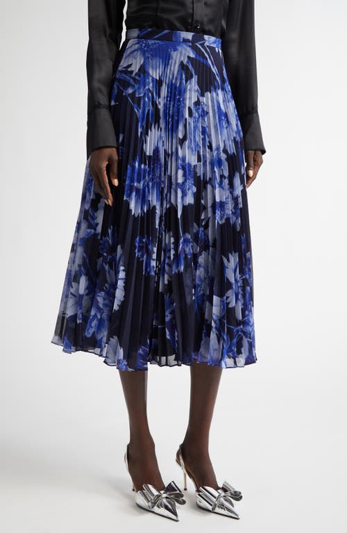 ERDEM ERDEM FLORAL PLEATED VOILE MIDI SKIRT 