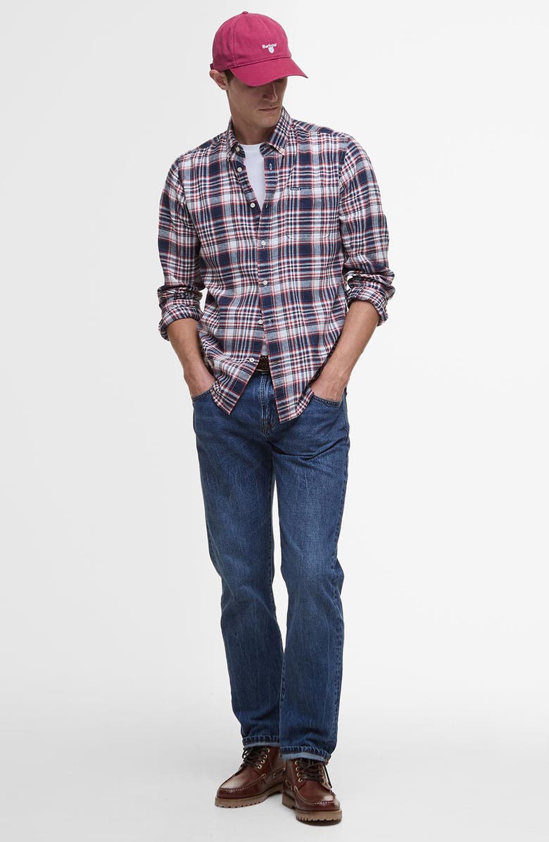 Barbour Bridgeport Tailored Fit Plaid Linen & Cotton Button-Down Shirt, Alternate, color, 