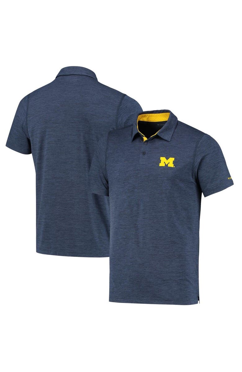 Columbia Men's Columbia Navy Michigan Wolverines Tech Trail Omni-Shade Polo, Main, color, Navy