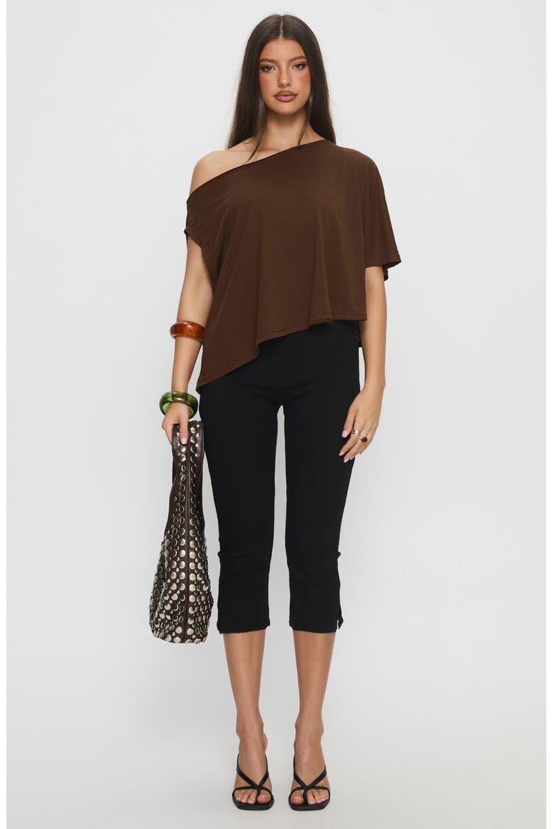 Passerby Asymmetric One-Shoulder Top, Alternate, color, BROWN