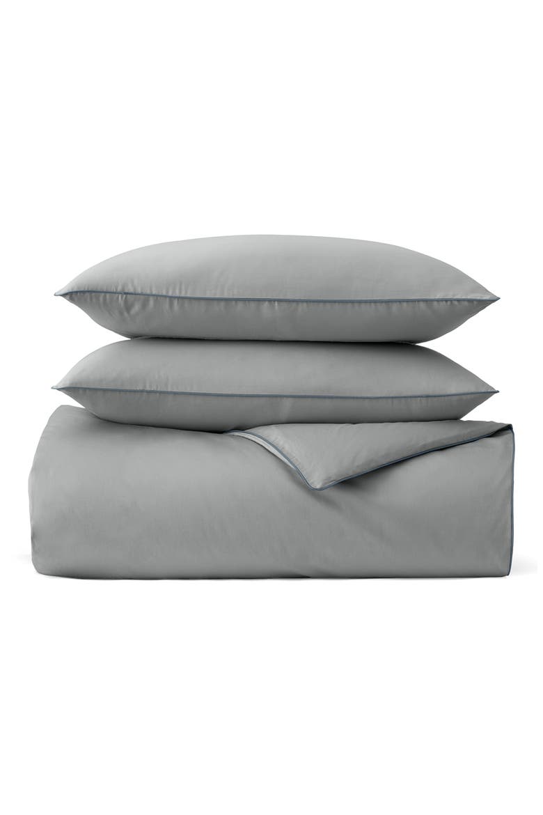 Signature Piped Edge Duvet Set, Main, color, SHORE/ BLUESTONE