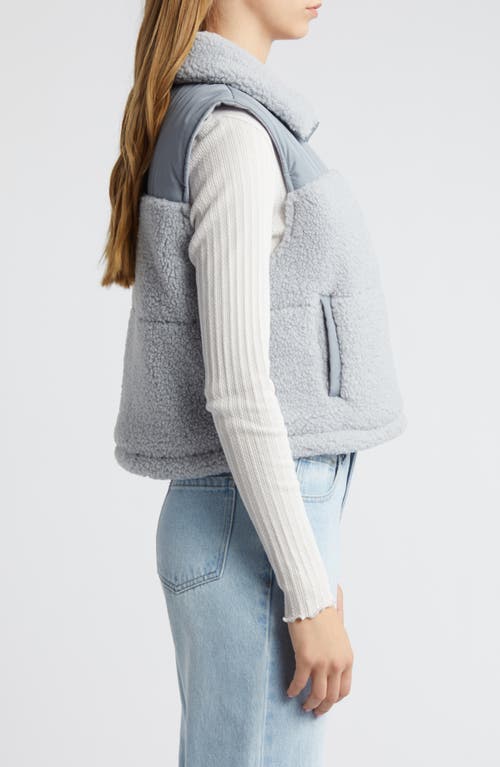 Thread & Supply Fleece Lined Puffer Vest In Dusty Blue Combo