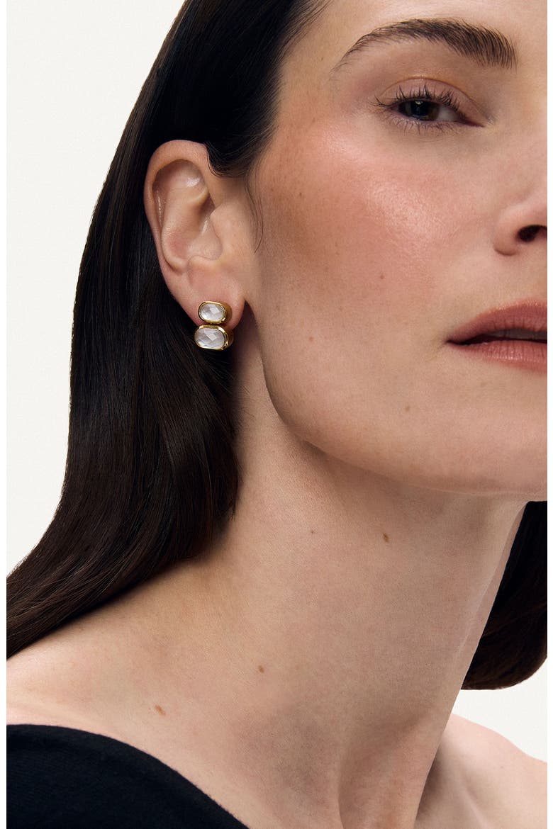 Mercer Double Quartz Drop Earrings, Alternate, color, IRIDESCENT PEARL/ GOLD