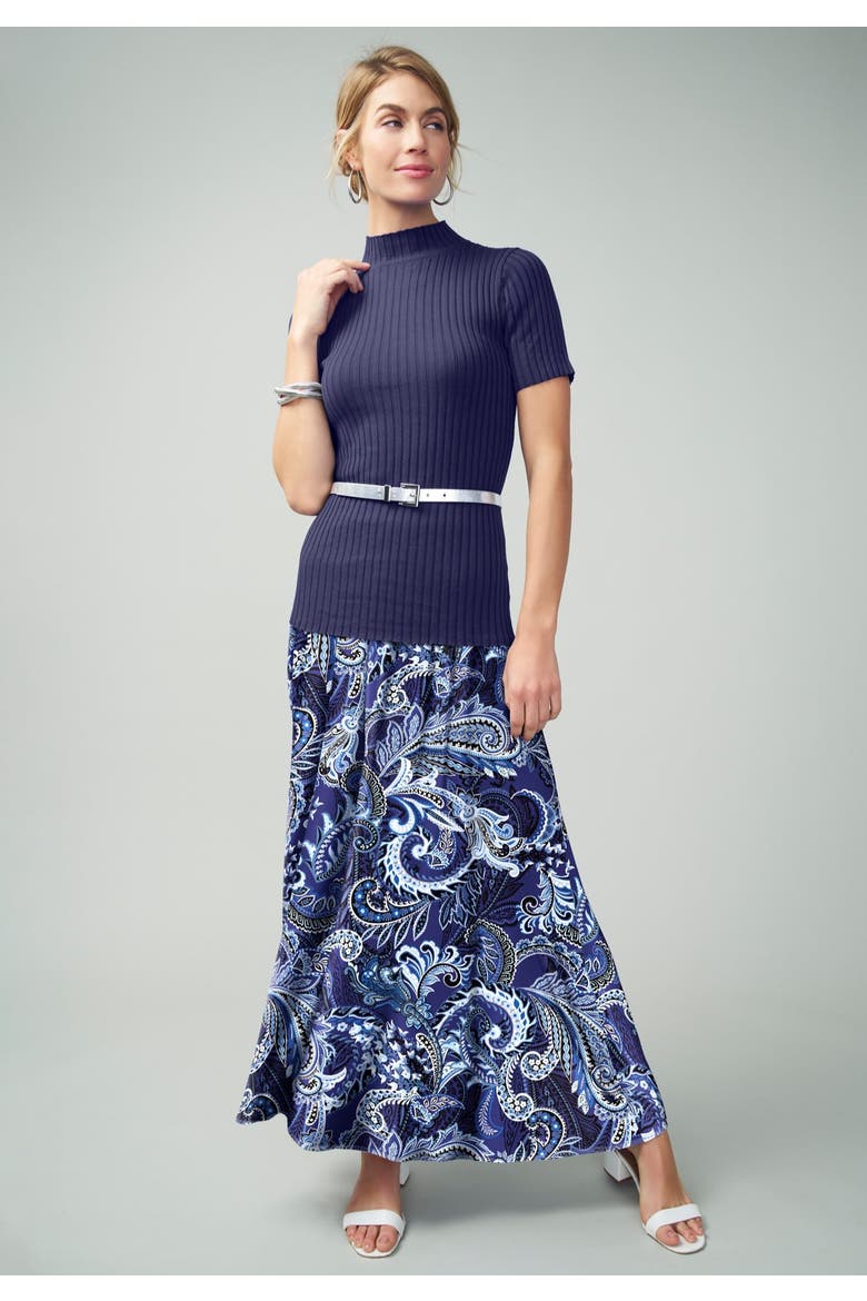 Everyday Stretch Knit Maxi Skirt, Alternate, color, IVORY WATERCOLOR ZEBRA