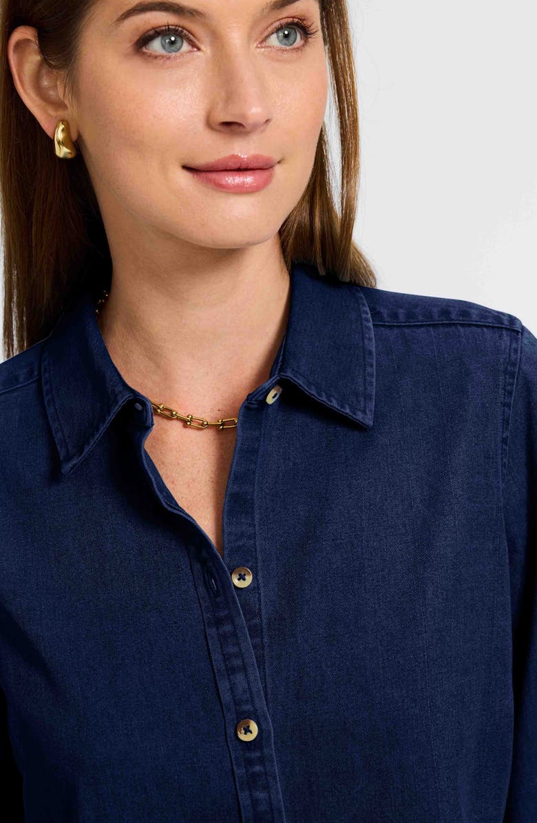 Foxcroft Hampton Denim Shirt, Alternate, color, Dark Wash