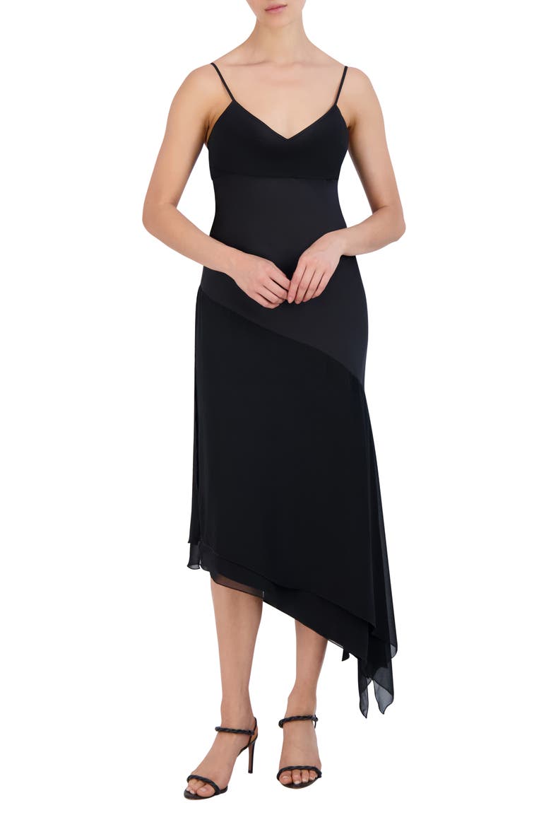 bcbg black asymmetrical dress Asymmetric Midi (Women) fall ball dresses short style-picks Size:10