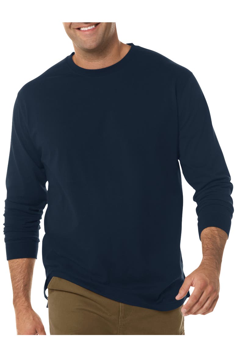 Big & Tall Moisture-Wicking Long-Sleeve T-Shirt, Alternate, color, NAVY