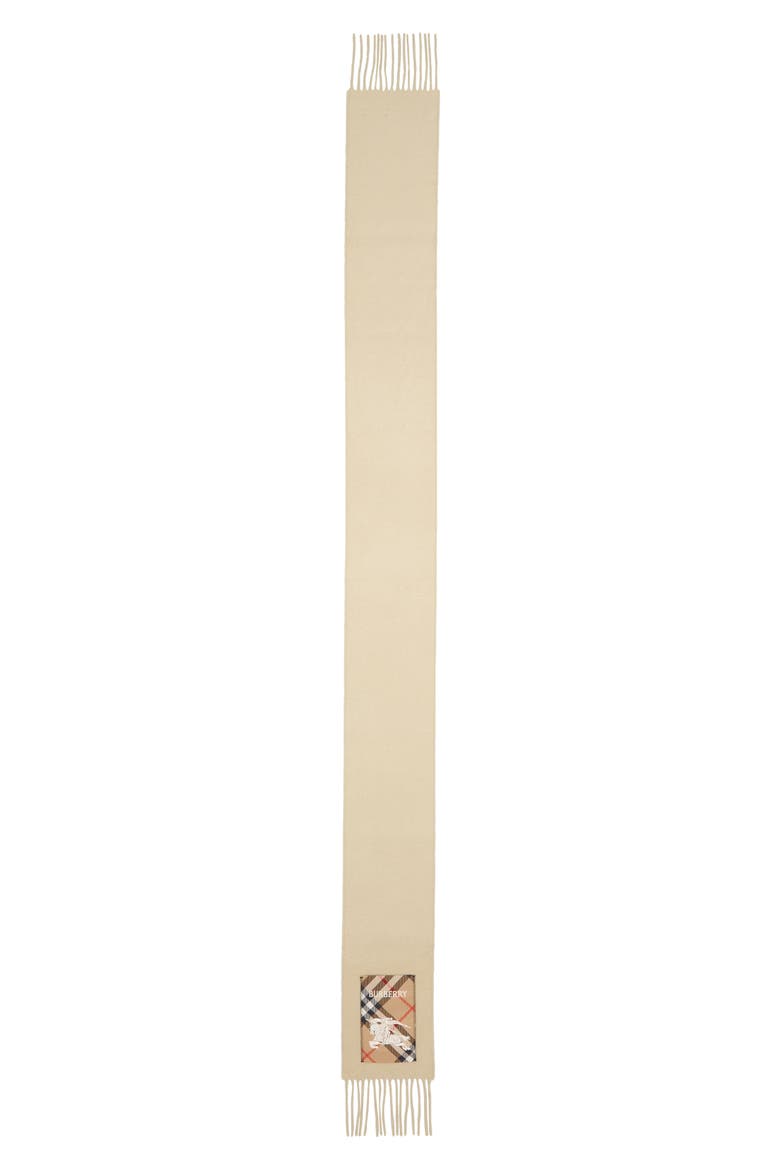 Equestrian Knight Detail Cashmere Fringe Scarf, Main, color, NUTMEG
