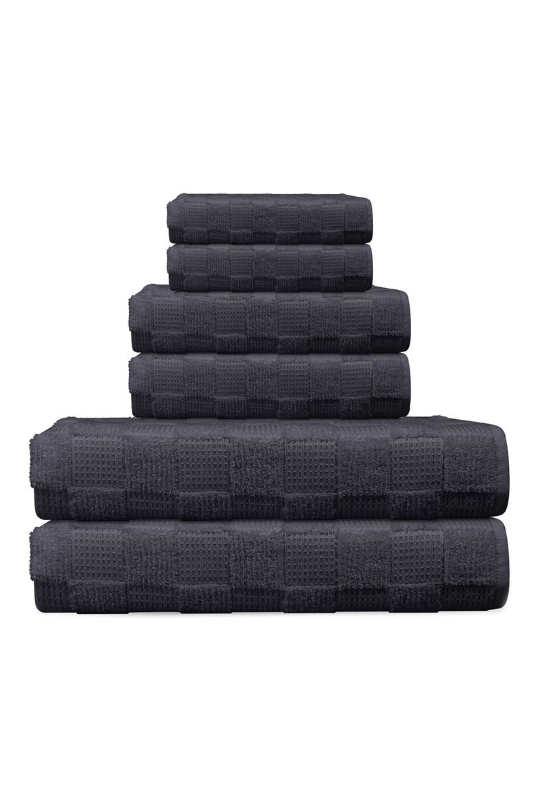 Waffle Terry 6-Piece Turkish Cotton Bath Towel Set, Main, color, ANTHRACITE