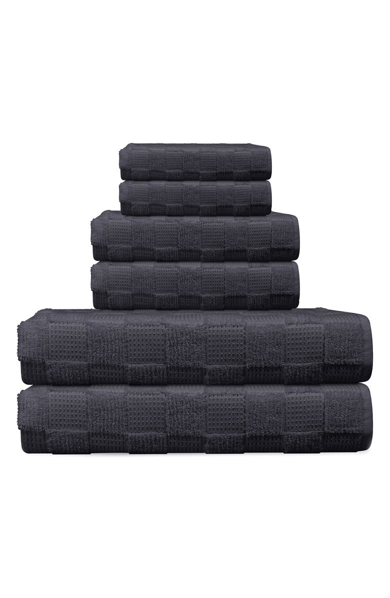 DePera Waffle Terry 6-Piece Turkish Cotton Bath Towel Set, Main, color, Anthracite