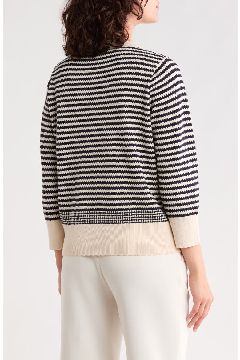 Scalloped Stripe Sweater, Alternate, color, CREAM/ NAVY
