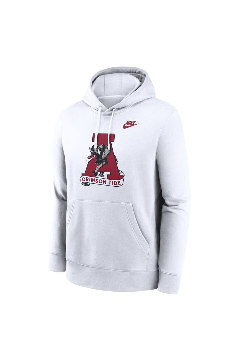 Men's Nike White Alabama Crimson Tide Legacy Logo Club Fleece Pullover Hoodie, Alternate, color, White