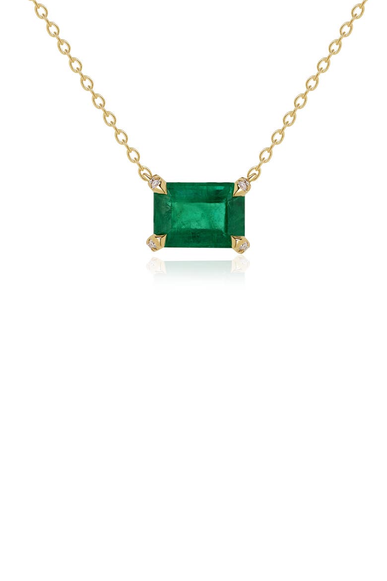 Emerald & Diamond Pendant Necklace, Main, color, 14K YELLOW GOLD